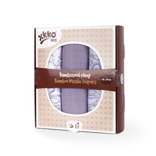 Xkko Bambusz tetra pelenka - 70*70 cm - Safari Lavender Aura MIX