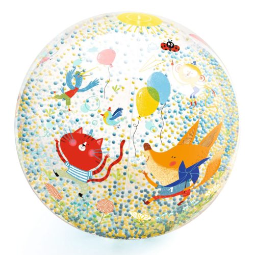 Djeco Felfújható labda, Ø 35 cm - Csörgő-zörgő labda - Bubbles ball