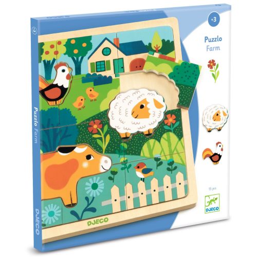 Djeco Formaillesztő, formaberakó - Tanyasi állatok - Puzzlo farm