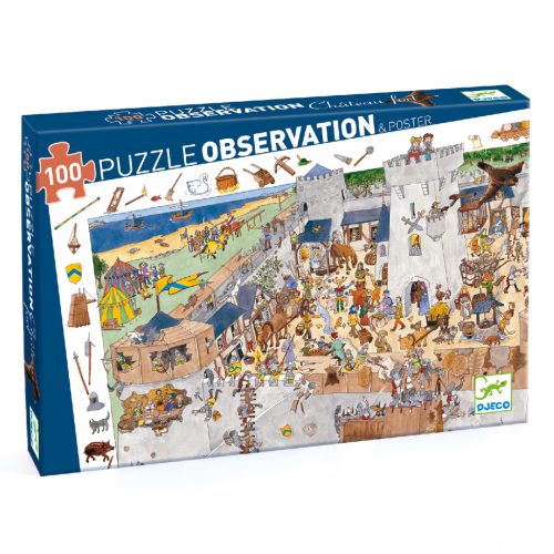 Djeco Megfigyeltető puzzle - Bevehetetlen vár 100 db-os - Fortified castle