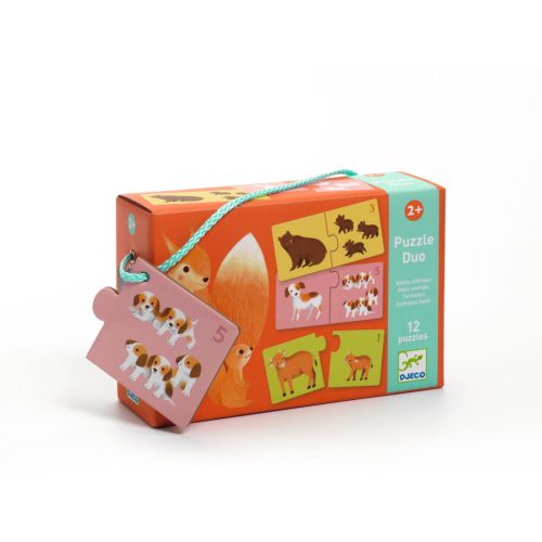 Djeco - Párosító puzzle - Kié a kölyök - 24 db-os - Baby animals