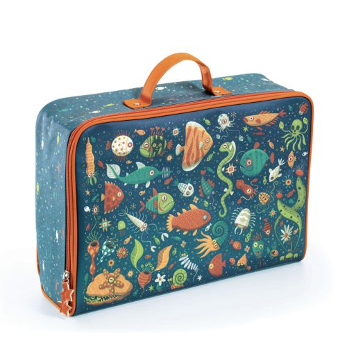 Djeco: Little Big room Kis textil bőrönd - Vicces halak - Fishes suitcase