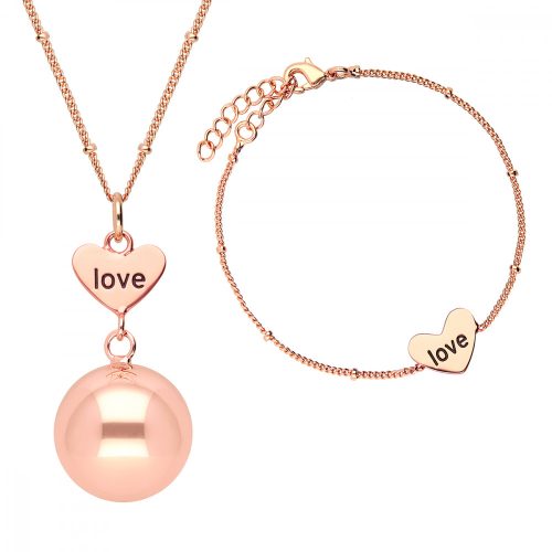 Bola kismama lánc + karkötő szett rosegold, love